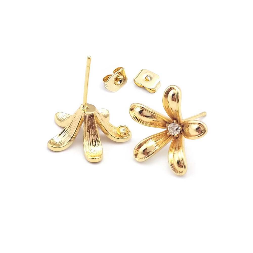 Brincos de Flor em Latão Cor O - Jewelry Making Metal avaliação e preço