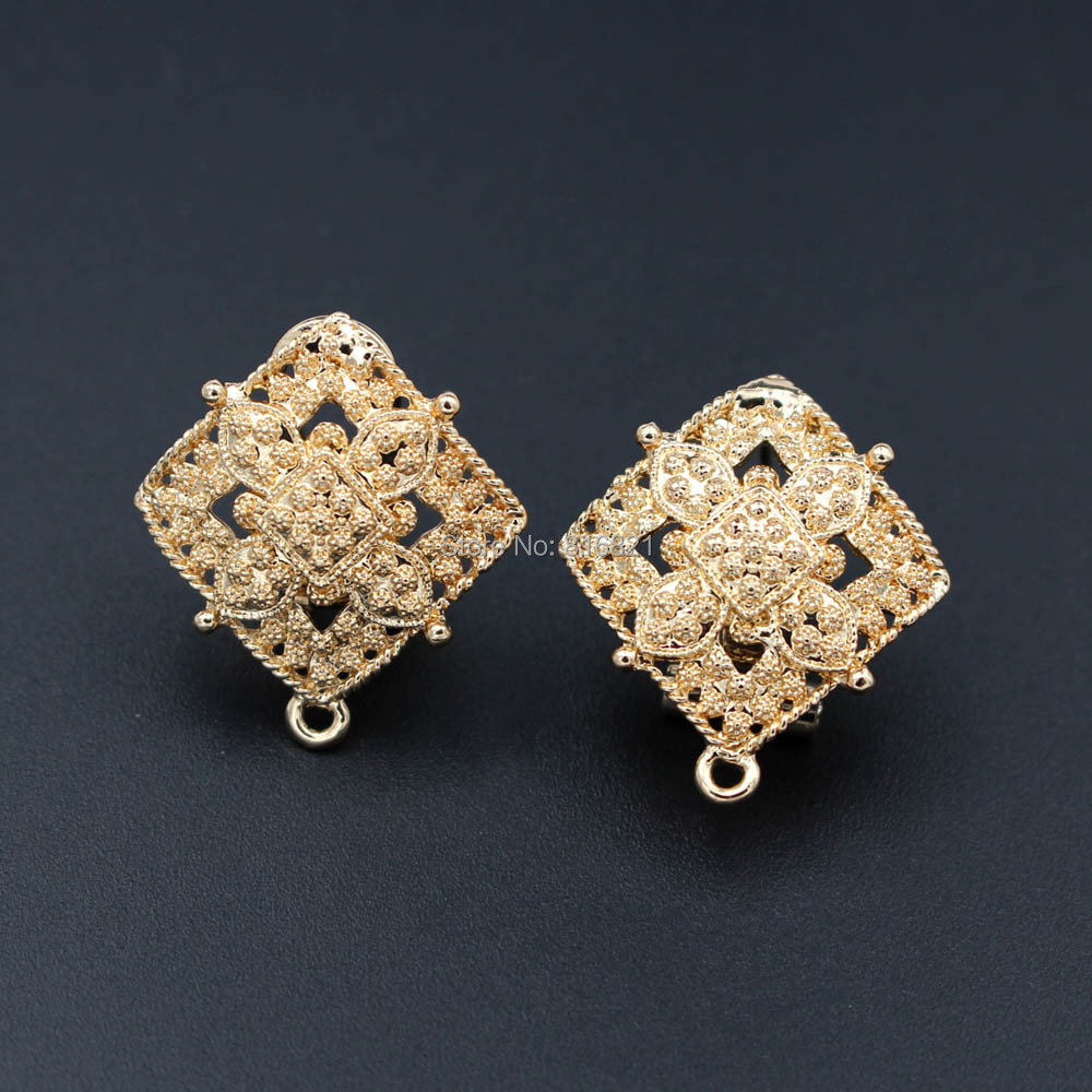 Brincos de ouro Post com Loop  - Jewelry Making Dubai avaliação e preço