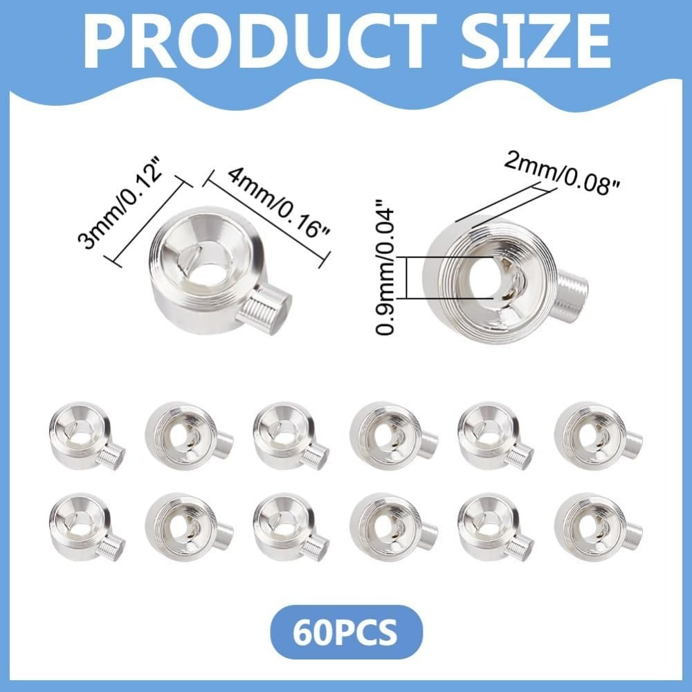 60 pçs contas de crimpagem de  - Jewelry Making Silver avaliação e preço