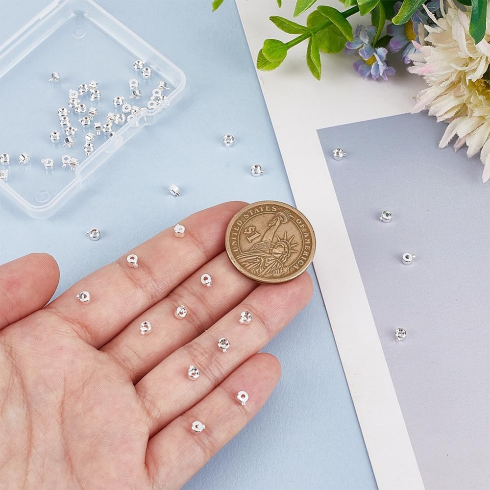 60 pçs contas de crimpagem de  - Jewelry Making Silver avaliação e preço